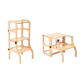 Tour Montessori transformable Bois naturel