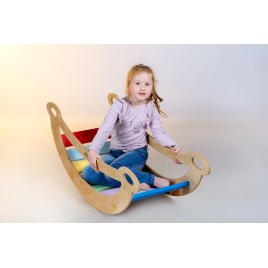 Rocker enfant bois arc-en-ciel