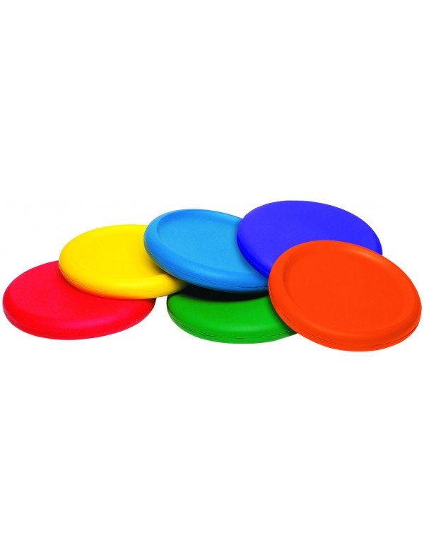 Lot de 6 disques volants en mousse pour lancer scolaire des enfants. 6 disques en mousse multicolores de qualité et pas cher