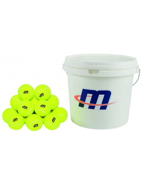 Seau de 48 balles de tennis pour les jeux de tennis scolaire des enfants. Balles couleur jaune pour tennis
