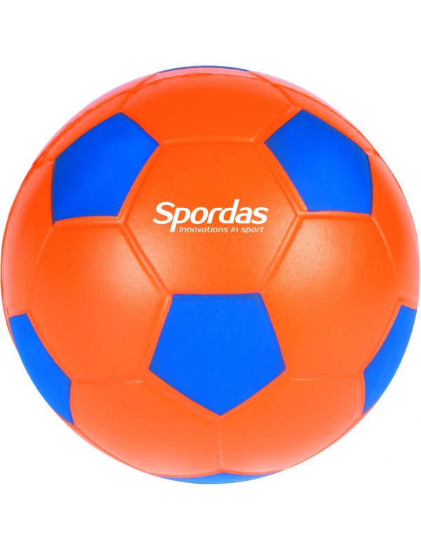 Ballon de foot en mousse Spordas diamètre 12 cm orange et bleu