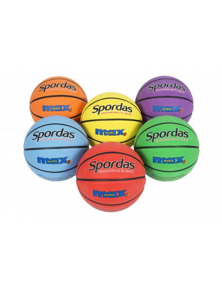 Lot de 6 ballons de basket-ball Spordas Max couleurs, pour jeux sportifs scolaires des enfants