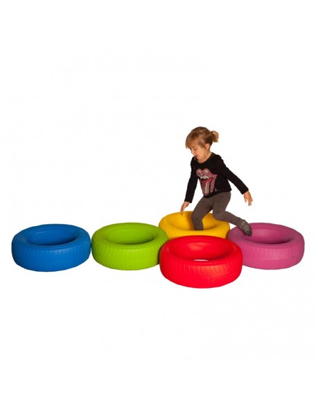 Pneus de motricité en plastique pour jeux de psychomotricité des enfants en crèche, à l'école maternelle et primaire