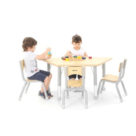 Table trapézoïdale réglable en hauteur maternelle