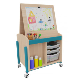 Meuble chevalet mobile double face maternelle