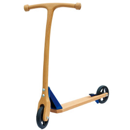 Trottinette en bois maternelle bleu