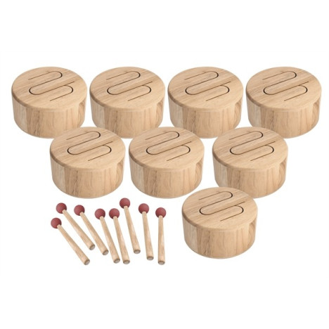 Ensemble de 8 tambours à fente en bois