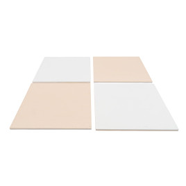 4 tapis 90 x 90 cm emboîtables beige et blanc