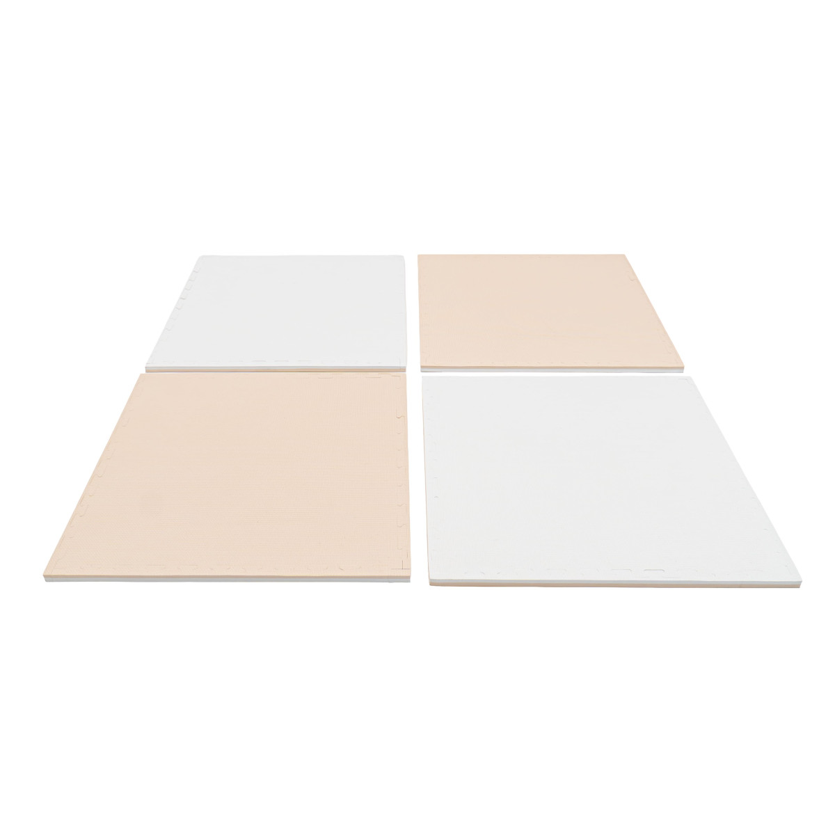 4 tapis 90 x 90 cm emboîtables beige et blanc