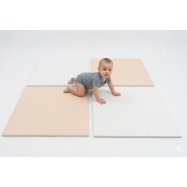 4 tapis 90 x 90 cm emboîtables beige et blanc bébé
