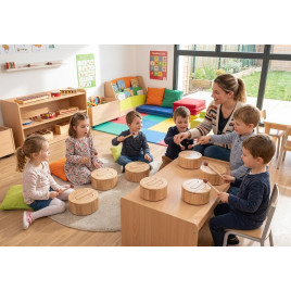 Ensemble de 8 tambours à fente en bois