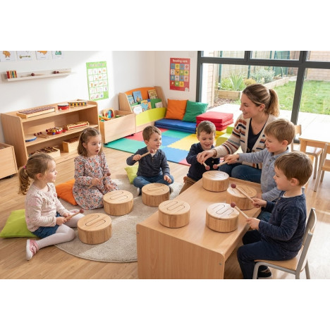 Ensemble de 8 tambours à fente en bois