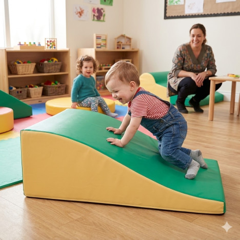 Rampe longue incurvée de motricité crèche
