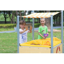 Table sable et eau mobile avec toit incliné enfants