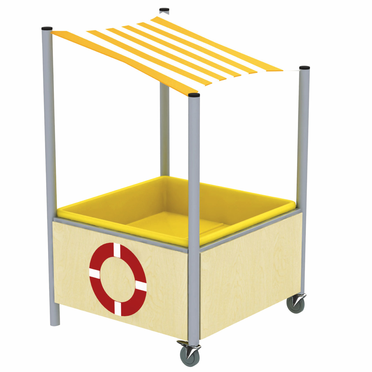 Table sable et eau mobile avec toit incliné