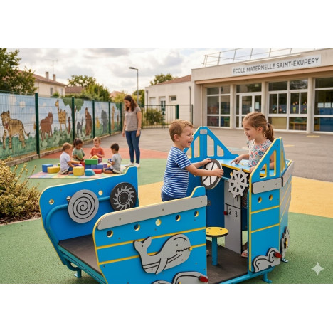 Structure de jeu extérieure Bateau remorqueur enfants