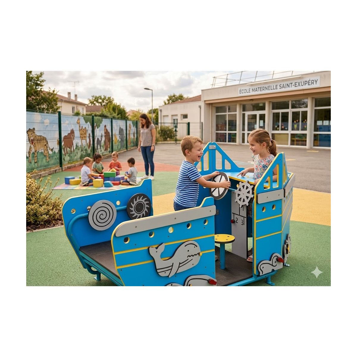 Structure de jeu extérieure Bateau remorqueur enfants