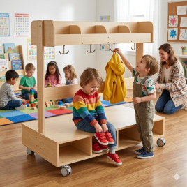 Banc porte-manteaux mobile 8 casiers