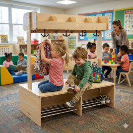 Banc porte-manteaux 8 casiers