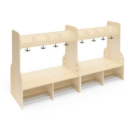 Banc porte-manteaux double 16 casiers