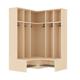 Banc porte-manteaux d'angle 5 casiers