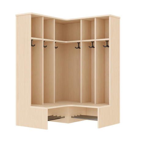 Banc porte-manteaux d'angle 5 casiers