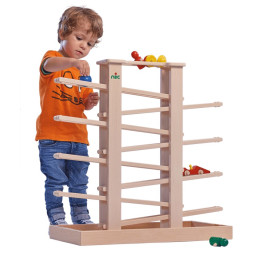 Grande piste de billes en bois