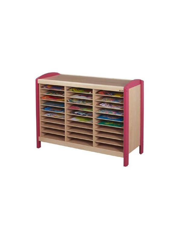 Meuble 30 casiers à dessin en bois pour enfants en maternelle