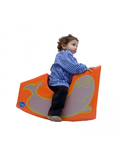 Baleine bascule orange en mousse - 1