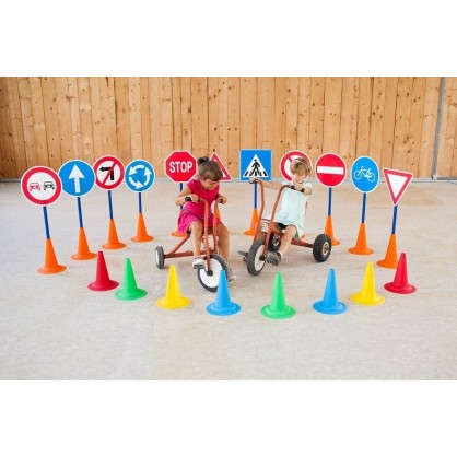 Alldoro Panneaux Signalisation Enfants - 6 Panneaux + 3 Supports - 72cm - Parcours Circulation Enfant