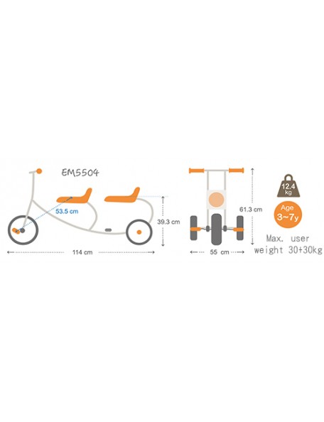 Tricycle Edusanté biplace 4 à 7 ans - 3