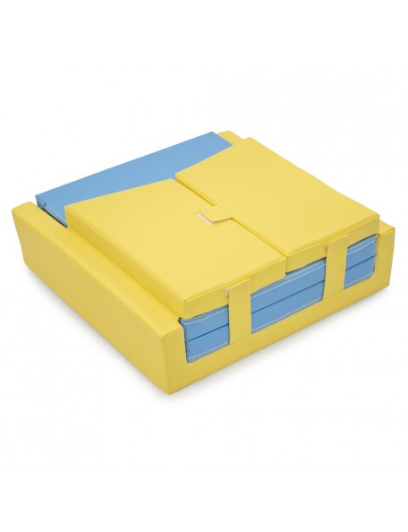 Lit portable empilable avec matelas Lit portable avec matelas pliant. Ce lit en mousse,est muni de protections latérales créant