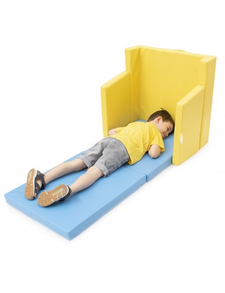 Lit portable empilable avec matelas Lit portable avec matelas pliant. Ce lit en mousse,est muni de protections latérales créant