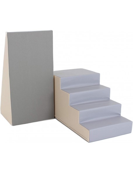 Escalier et pente de motricité crème et gris Kit de modules de motricité éco escalier et pente de grande taille, composé de 2 él