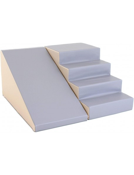 Escalier et pente de motricité crème et gris Kit de modules de motricité éco escalier et pente de grande taille, composé de 2 él