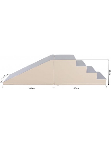 Escalier et pente de motricité crème et gris Kit de modules de motricité éco escalier et pente de grande taille, composé de 2 él