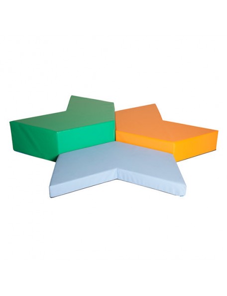 Parcours psychomoteur l'étoile Parcours psychomoteur l'étoile, modules de motricité avec 3 éléments en mousses de hauteurs diffé