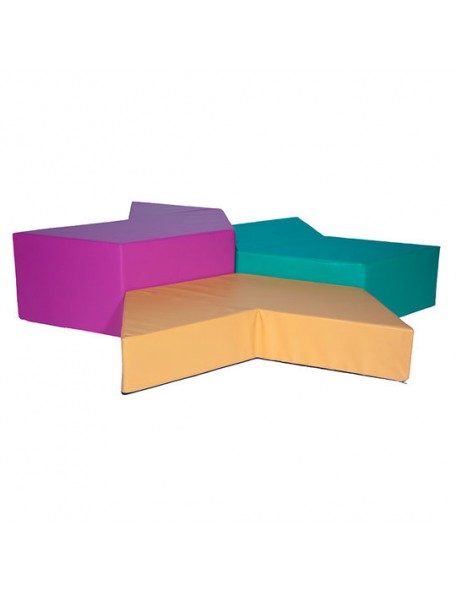 Parcours psychomoteur l'étoile Occitane Parcours psychomoteur l'étoile Occitane, modules de motricité avec 3 éléments en mousses