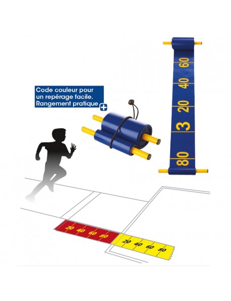 Bande graduée 20 mètres Bande graduée de longueur 20 mètres. 
Cette bande permet de baliser facilement et de façon précise son