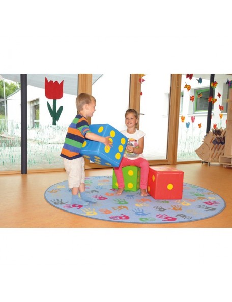 Jeu de dé géant en mousse pour enfants. Dé géant en mousse rouge, bleu ou vert.