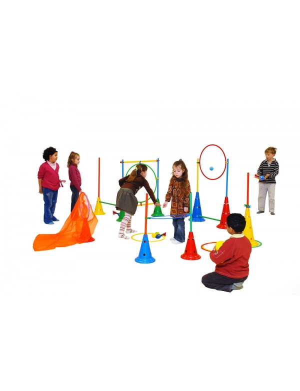 Kit de mobilité et de dextérité pour les jeux sportifs scolaires des enfants avec plots, cônes, cerceaux
