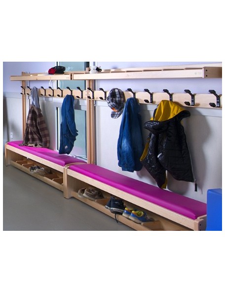 Banc vestiaire pour enfants - 3 - Banc vestiaire pour enfants inclus 1 étagère à 8 casiers en partie haute et 1 étagère à chauss