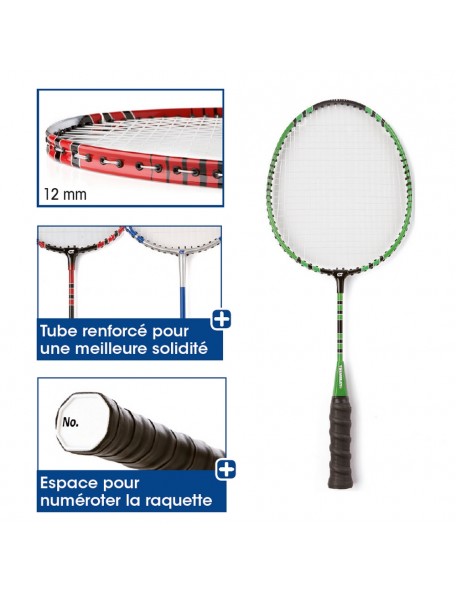 Raquette de badminton scolaire - 1 - Raquette de badminton scolaire, idéale pour l'usage en milieu primaire ou collège. 
3 tail