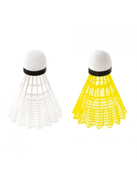 6 volants de badminton - 1 - Tube de 6 volants de badminton avec jupe nylon.
Choix de base classique ou en liège.
Couleur Jaun