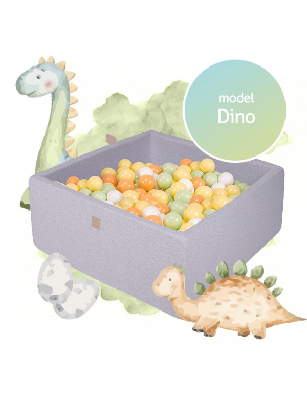 Piscine bébé Dino avec 300 balles - 1 - Piscine à balles pour bébé Dino, avec 300 balles incluses.
La piscine est de forme carr