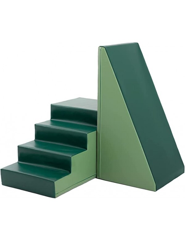 Escalier et pente de motricité vert sapin et kaki - 1 - Kit de modules de motricité de couleurs vert sapin et kaki, escalier et 