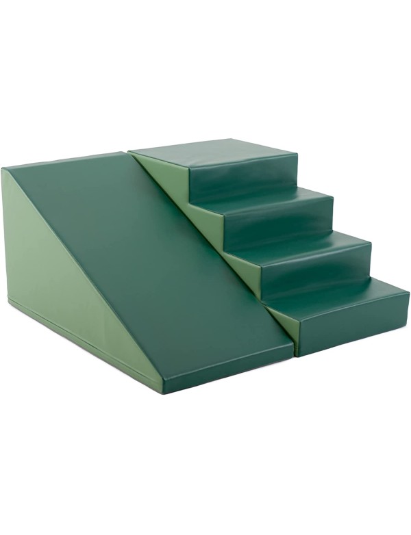 Escalier et pente de motricité vert sapin et kaki - 2 - Kit de modules de motricité de couleurs vert sapin et kaki, escalier et 