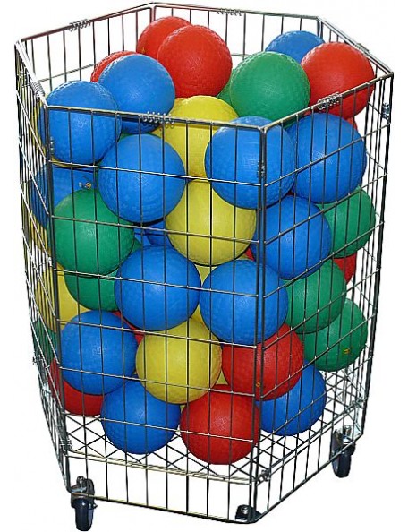 Chariot de ballons de sport - 2 - Chariot de rangement de ballons de sport, robuste en maille d'acier galvanisé.
Le chariot est