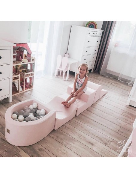 Parcours de motricité avec mini-piscine rose - 3 - L'ensemble Parcours de motricité et mini-piscine se compose de 5 éléments, un