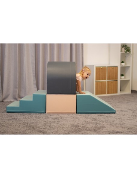 Parcours motricité tunnel Sunset - 5 - Parcours de motricité passage tunnel avec 4 modules en mousse de couleurs pastel.
C'est 